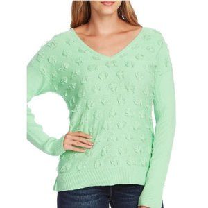 Vince Camuto Floating Fringe Dot V-Neck Sweater